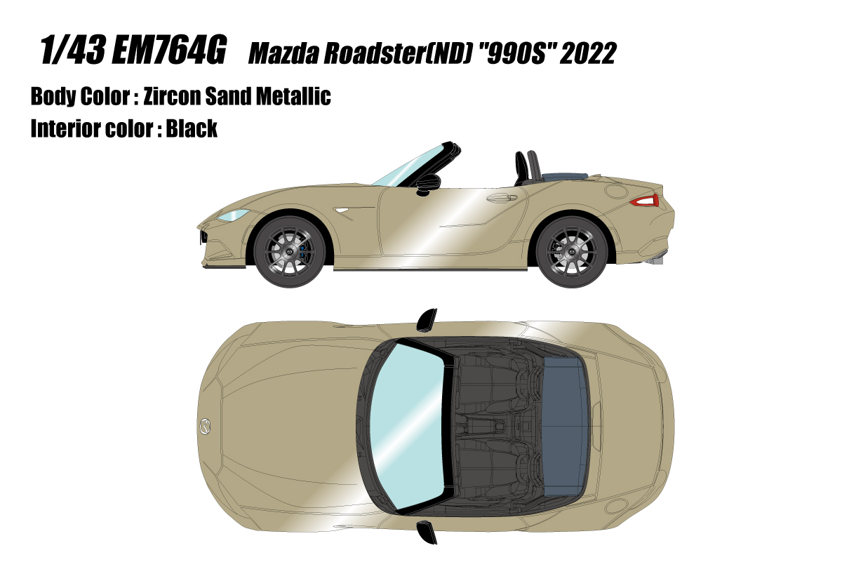 EM764G EIDOLON 1/43 Mazda Roadster (ND) '990S' 2022 ジルコンサンドメタリック