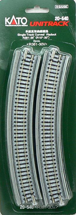 20-540 単線高架曲線線路  R381-30° (2本入)