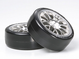 OP.1021 メッキメッシュホイールスーパードリフトタイヤ2本(24mm・+2)