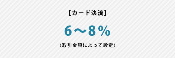 【カード決済】6~8%(取引金額によって設定)